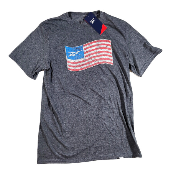 Rebook‎ Flag USA Graphic T-Shirt Mens Medium Grey Heather - Picture 1 of 4